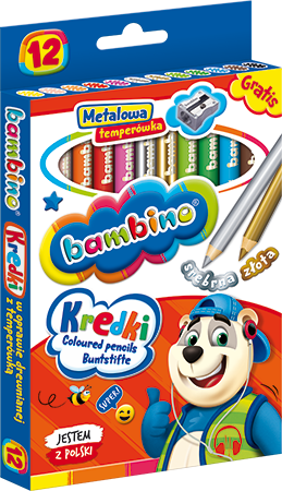 Kredki w drewnianej oprawie Bambino 12 kolorów